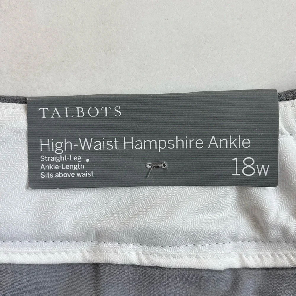 Talbots High Waist Hampshire Ankle Length Curvy Straight Leg Gray Plus Size 18W
